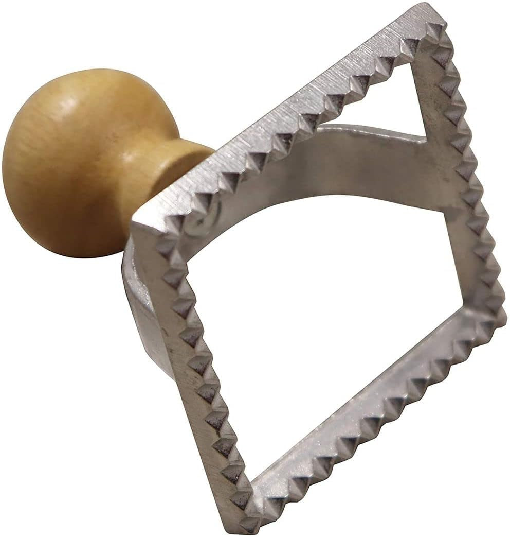 Fackelmann Emporte-pièce ravioli 40923 boîte à biscuits, forme carrée pour pâte à raviolis, 6 x 6 x 7,2 cm, bois, inox