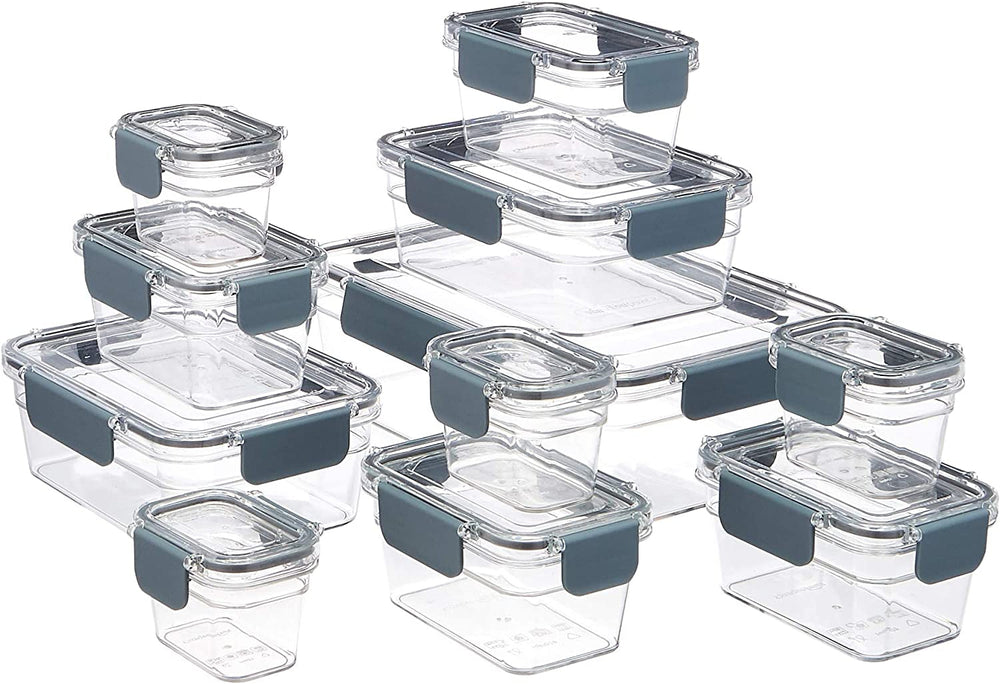 Amazon Basics Boîte de conservation Tritan avec fermeture, paquet de 11, (11 boîtes + 11 couvercles), transparente Boîtes de conservation des aliments Naty Shop 11-pack