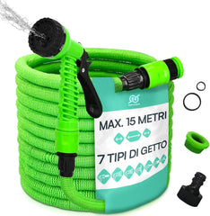 Tuyau d'arrosage extensible de 15 m avec 7 fonctions pour un nettoyage étanche