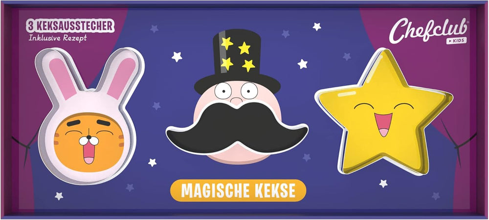 CHEFCLUB, Emporte-pièces magiques, Emporte-pièces aux designs imaginatifs, Ensemble de 3 emporte-pièces en métal, Recette incluse, À partir de 4 ans