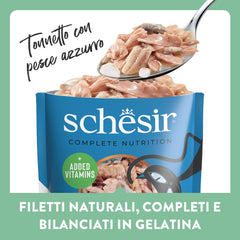, Thon au poisson bleu en gelée, nourriture humide complète pour chat, en sachet, avec vitamines supplémentaires, 100% naturel, 6 x 85 g