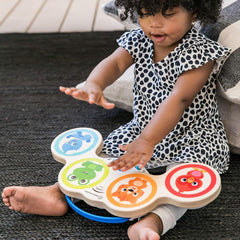 Jucărie muzicală Baby Einstein Magic Touch cu tambur din lemn, pentru vârsta de 6 luni și mai mult & Hape Penguin Musical Wobbler , Wobbling Melody colorat, Roly-Poly Toy pentru copii de 6 luni și mai mult Jucarii Bebe Naty Shop