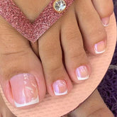 24pcs Faux Ongles Français Rose Blanc Faux Ongles Carrés à Pointe Courte avec Colle Femmes ou Filles Accessoires Idée Cadeau pour Noël Mariage Fête des Mères