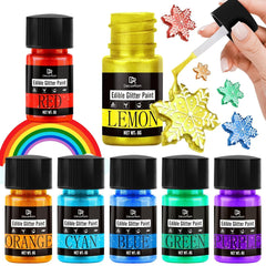 Paillettes liquides comestibles - 7 couleurs de paillettes comestibles arc-en-ciel pour la décoration de gâteaux, boissons, pâtisserie, muffins - Poudre de paillettes comestibles liquides comestibles pour cocktails, fondants, gâteaux