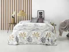 Couverture imprimée, grand volume, 100% polyester, 450 g/m², douce, pour automne/hiver, design Harmony N10, 170 x 240 cm, pour lit 90/105 cm, gris Naty Shop Couettes et couettes gris 170 x 240 cm - lit 90/105 cm