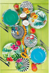 Excelsa Tropical Chic Service d'assiettes, 18 pièces, Porzellan, grande couleur