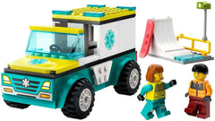 LEGO City Ambulance et snowboarder, Ambulance Playset avec voiture jouet et 2 figurines, figurine de snowboarder et paramédic, cadeau imaginatif pour garçons et filles à partir de 4 ans 60403 Jeux de construction Besuche den LEGO-Store
