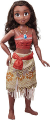 Disney Princess Vaiana, 80 cm große Spielpuppe von Jakks Pacific, bewegliche Puppe, mit Bürste zum Kämmen ihrer welligen Locken, vom Film inspiriertes Kleid, abnehmbare Halskette mit Anhänger