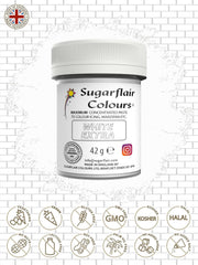 Colorant alimentaire Sugarflair Max Concentrated White Extra, colorant alimentaire très concentré pour pâte d'amande et fondant, colorant en pâte Max Concentrate - 42 g
