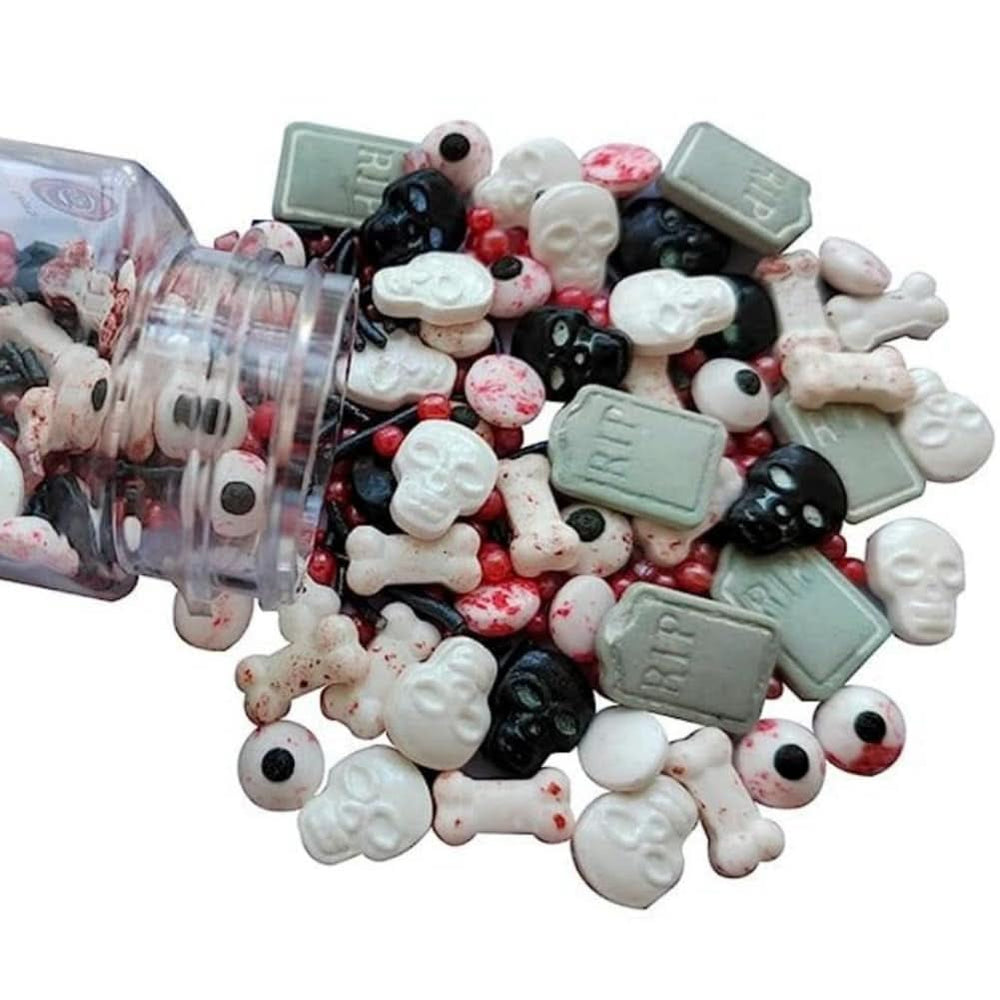 Décorations comestibles, bonbons et pépites, pour Halloween, 100 grammes Sprinkles Naty Shop Pierre tombale d'Halloween