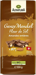 Chocolat bio aux amandes entières et fleur de sel, 100 g