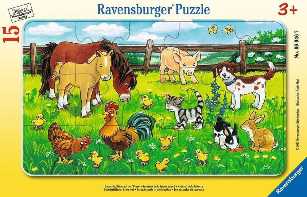 Ravensburger Puzzle pour enfants - 06046 Animaux de la ferme dans la prairie - Puzzle encadré de 15 pièces pour les 3 ans et plus Puzzle Naty Shop Titre par défaut