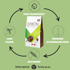 Pralines aux noisettes DIABETKI, chocolat sans sucre, délicieuses douceurs pour consommateurs conscients et diabétiques, snacks sans gluten et végétariens 100g