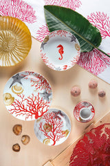 Service de table Excelsa Coral, 18 pièces, porcelaine, rouge