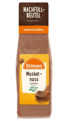 Ostmann Gewürze - Muskatnuss gemahlen | Idéal pour donner du goût aux plats de pommes de terre Zum Nachfüllen der Streudose | Sachet refermable de 50 g