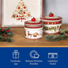 Villeroy & Boch - Petite boîte de rangement Winter Bakery Delight, boîte à biscuits de Noël en céramique, boîte de Noël, boîte à biscuits, boîte à biscuits, boîte en céramique avec couvercle, boîte à bonbons, boîtes de conservation en porcelaine premium Naty Shop