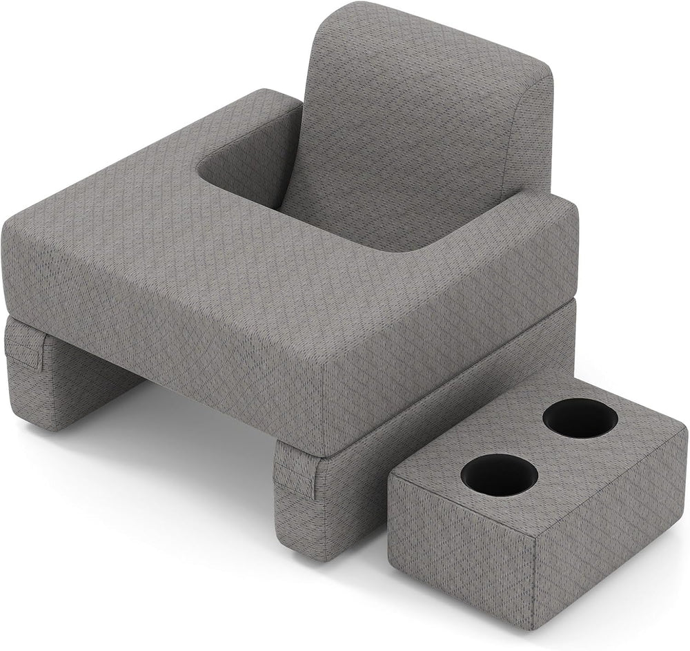 Pernă de citit pentru pat și canapea, pernă pentru cărți, combinabilă liber cu suport pentru băuturi și husă lavabilă, pernă reglabilă pentru biroul laptopului pentru citit, jocuri, lucru, scris (gri)