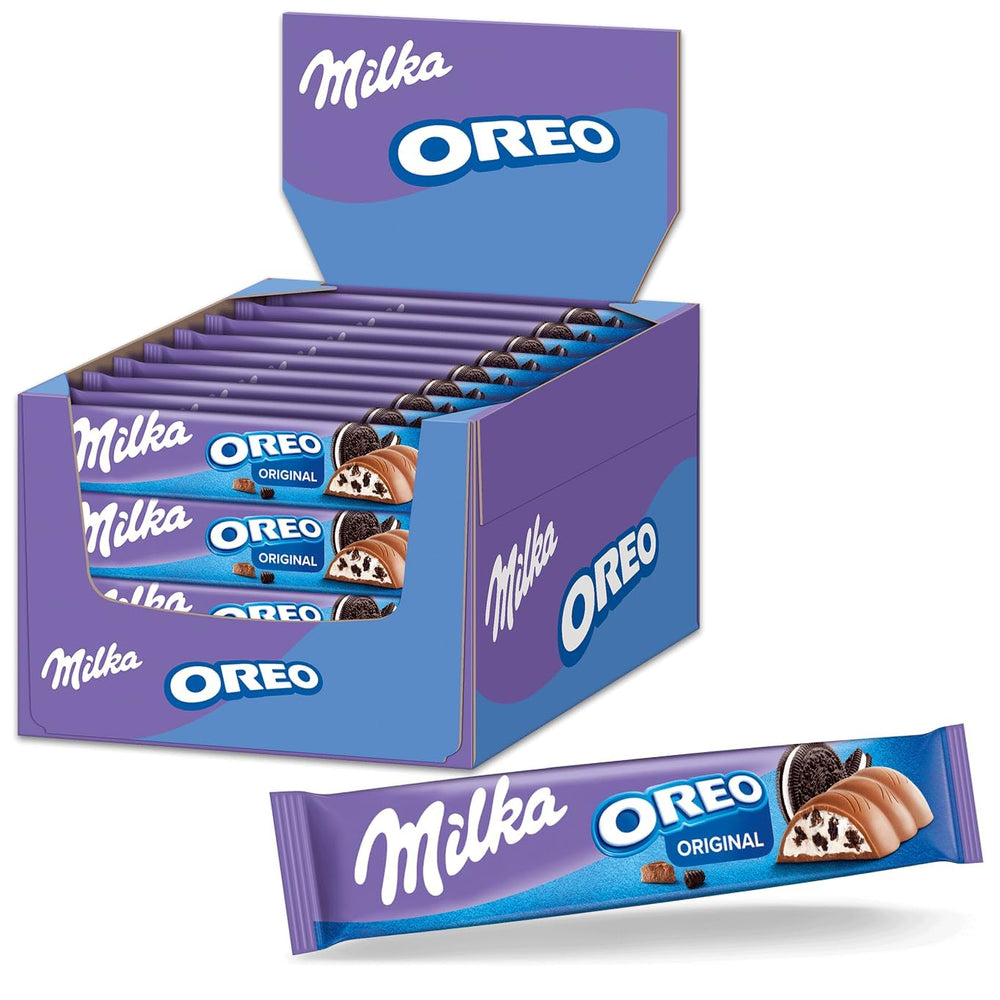 Barres de chocolat Milka – Chocolat au lait alpin avec morceaux de biscuits au cacao et garniture fine de crème de lait – 36 x 37g