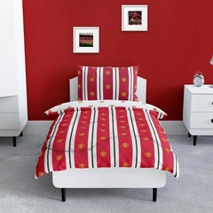 Manchester United FC Couette simple officielle réversible, rouge et blanc, sans housse, couette de football, taie d'oreiller, lavable, parfaite pour les voyages, les séjours d'une nuit, 10,5 Tog Couettes et couettes Naty Shop