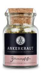 Ankerkraut Zitronenpfeffer, 85g dans un verre en liège, Pfeffer-Mischung Citrus Frische-Kick, Einfach Kochen mit Gesmack & Aroma