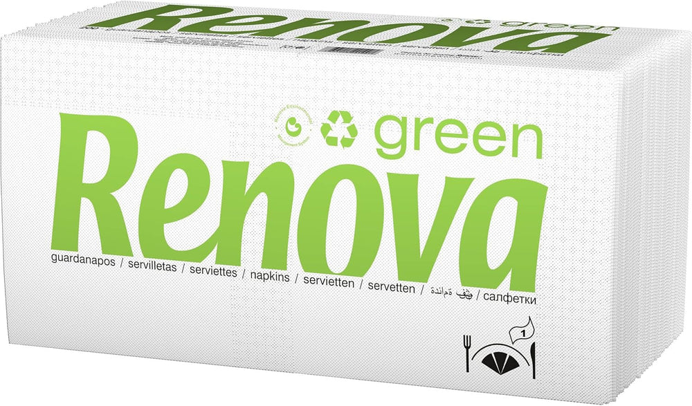 Renova - Mouchoirs Renovagreen, 200 mouchoirs, papier recyclé, Ecolabel européen, format standard
