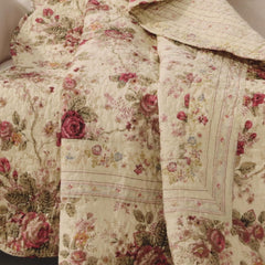 Greenland Home Antique Rose - motif floral classique et traditionnel - 100% coton, matelassé, couverture, 127 X 152,4 cm, écru Lits et couvertures Greenland Home Fashions