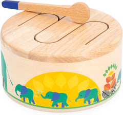 Janod - Tambour Gioia - Tambour + tambour en bois FSC - Jeux de rôle et éducation musicale précoce - Aquarelle - Dès 18 mois, J07650 Bebe Toys Naty Shop