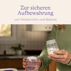 Lansinoh Muttermilchflaschen, 4 X 160 Ml - Zur Sicheren Muttermilch Austellungen - Neues Kompaktes Design Für Verbesserte Stabilität - Mit Stapelbarem Deckel Accessoires Alimentation et Allaitement Bebe Naty Shop