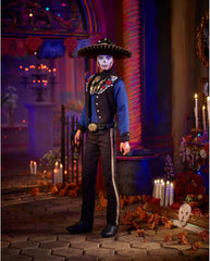 Păpușă Ken Barbie 2022 Día De Muertos cu cămașă, vestă și sombrero, vopsea de față Calavera, cadou pentru colecționari
