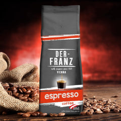 Der-Franz Espresso Kaffee, Intensité 5/5, Arabica et Robusta, Ganze Bohne, 3 x 500 g