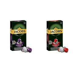 Jacobs Kapseln Lungo Intenso, Intensität 8 & Kapseln Lungo Classico, Intensität 6, 100 capsules de café compatibles Nespresso®*, 10er Pack, 10 x 10 Getränke