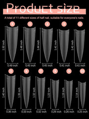 EBANKU 500 pcs Artificiel Faux Ongles Conseils Mat Doux Gel Clair Conseils Artificiels Ongles Conseils pour Extensions d'Ongles Faux Ongles Ensemble 12 Tailles-A