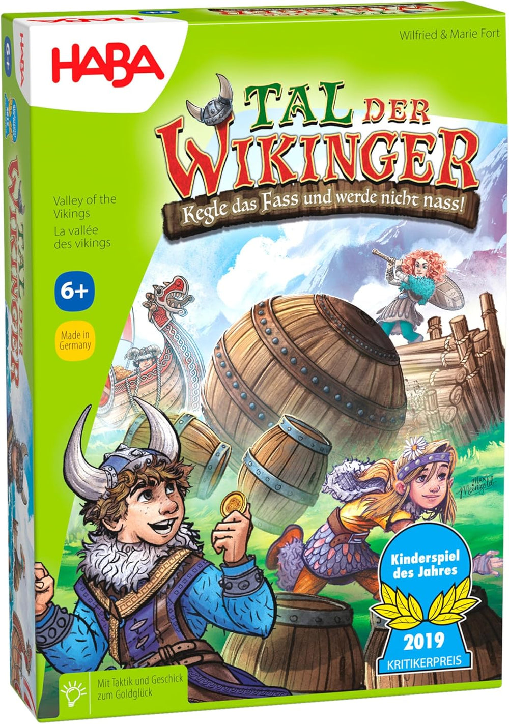 HABA Vallée des Vikings - Jeu de société de dextérité rapide à partir de 6 ans pour 2 à 4 joueurs - Plateau de jeu XXL et navires vikings 3D - Favorise la tactique et le courage - 1304697001