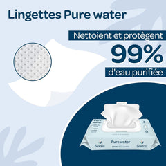 Lingettes nettoyantes bébé BIOLANE Eau pure - Pour peaux sensibles - Dès la naissance Lingettes Humides Bébé Naty Shop
