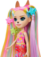 Poupées Enchantimals, poupée à cheveux de luxe Sunshine Beach et ami animal, petite poupée avec jupe amovible et accessoires, cadeaux pour enfants, HTJ70 Naty Shop Dolls