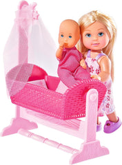 Simba 105736242 - Evi Love Doll Cradle 2 Assortiment Evi en nounou avec berceau et poupée mannequin bébé 12 cm pour 3 ans et plus