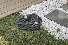 GF SRL, Aquapop Grey Easy 10, tuyau tressé auto-extensible de 10 mètres, fabriqué en Italie, avec mini pulvérisateur de jardin et connecteurs pour l'irrigation du jardin, gris foncé