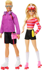 Barbie Fashionistas Coffret avec 2 poupées mannequins et 6 accessoires, poupées mannequins Barbie et Ken Roller Skating, figurines à collectionner 65e anniversaire, HXK90