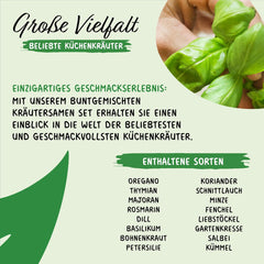 Prademir – Kräutersamen Set aus 16 beliebten Küchenkräutern – Kräuter Anzuchtset mit 100% Natursamen au Portugal – Kräuter Saatgut à l'origan, thym, marjolaine, romarin, aneth, basilic, sauge uvm