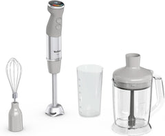 Tefal Quickchef+ 3-In-1 XL Stabmixer/Zerkleinerer/Schneebesen, 1000 W, Intuitive Geschwindigkeitsregelung, Turbo-Taste, Powelix-Messer-Technologie, Edelstahl, Grau, HB67MB30 Bucatarie Naty Shop