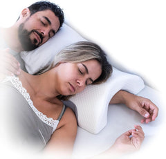 InnovaGoods - Oreiller cervical viscoélastique pour couples, Conception ergonomique pour la relaxation en couple, Mousse à mémoire de forme pour soulager la pression, Housse amovible, Blanc, 36 x 12,5 x 30,5 cm, Mousse à mémoire de forme