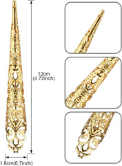 Mwoot 10 pièces Halloween or faux ongles antique faux ongles reine Cosplay Costume doigt ongles pointe anneaux doigt ongles pointe griffe ongles anneaux griffe ongles anneaux pour les femmes