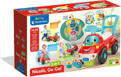 Clementoni - 17747 - Nicolò Go Go 3 en 1 - Voiture équestre, enceinte électronique d'apprentissage, premiers pas, lumières et sons, jeu pour les 1 an - Made in Italy Bebe Toys Naty Shop