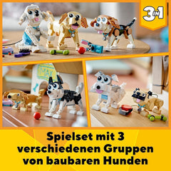 LEGO 31137 Creator Ensemble chien mignon 3 en 1 avec figurines d'animaux teckel, carlin, caniche et plus, jouet pour enfants à partir de 7 ans, cadeau pour les amoureux des chiens Besuche den LEGO-Store