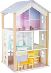 Small Foot 11192 Maison de poupée tournante en bois à 3 niveaux avec meubles jouets multicolore 37 x 40 x 67 cm Maisons de poupées Naty Shop Titre par défaut
