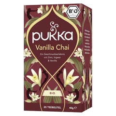 Poukka | Mélange de thés aromatisés bio "Vanilla Chai" | Cannelle, gingembre et vanille | Thé pour une gourmandise à la douceur naturelle | Paquet de 1 | 20 sachets de thé