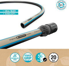 Tuyau Gardena EcoLine 1/2", 20 m sans composants du système : Tuyau d'arrosage durable en plastique recyclé, sans phtalates ni polluants, forte fonction de préhension, résistant au gel et aux UV (18930-20)