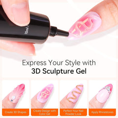 Makartt Gel 3D Nail Art – Gel de colle strass 15 g pour porte-clés à ongles, gel de sculpture d'ongles multifonctionnel pour la conception d'ongles à faire soi-même, sculpture d'ongles, modélisation d'ongles à la maison (transparent)