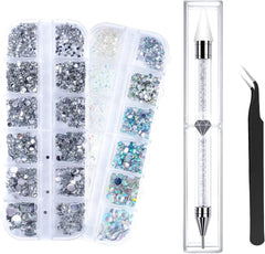 ANGNYA 4000 Pièces Strasssteine Nägel Nail Art Strasssteine Dekorationen Nagelsteine Für Nail Art Zubehör Und Klare Kristall Strasssteine Handwork Mit Pick up Pinzette Et Strass Picker Dotting Pen…