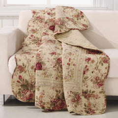 Greenland Home Antique Rose - motif floral classique et traditionnel - 100% coton, matelassé, couverture, 127 X 152,4 cm, écru Lits et couvertures Greenland Home Fashions